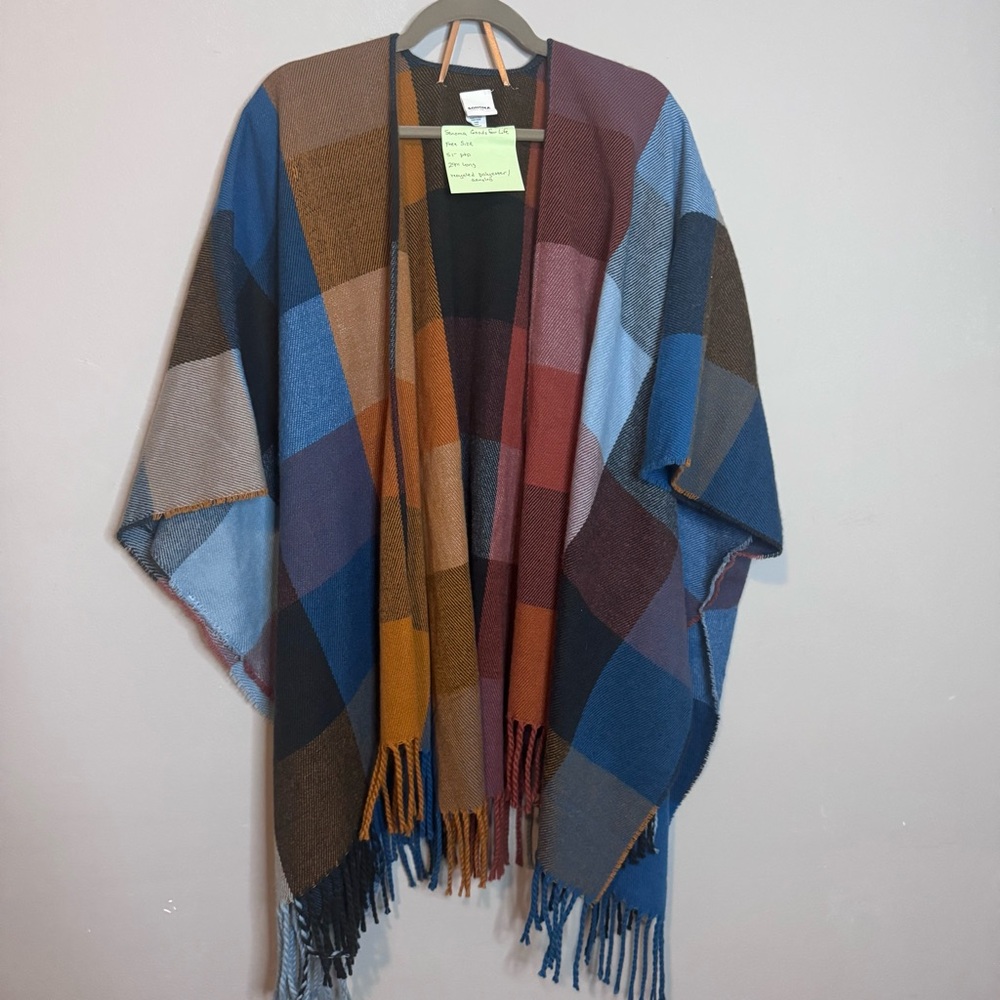Sonoma Multicolor Plaid Poncho